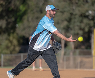 Softball player in action